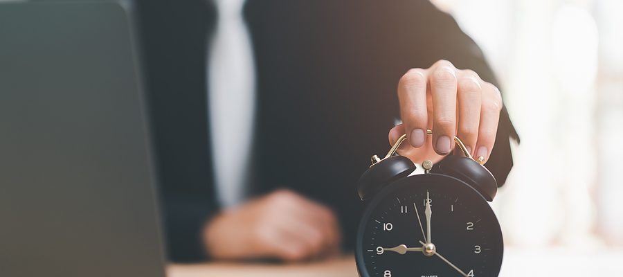 Clock On Businessman Hand, Time Management Concept,effective Bus